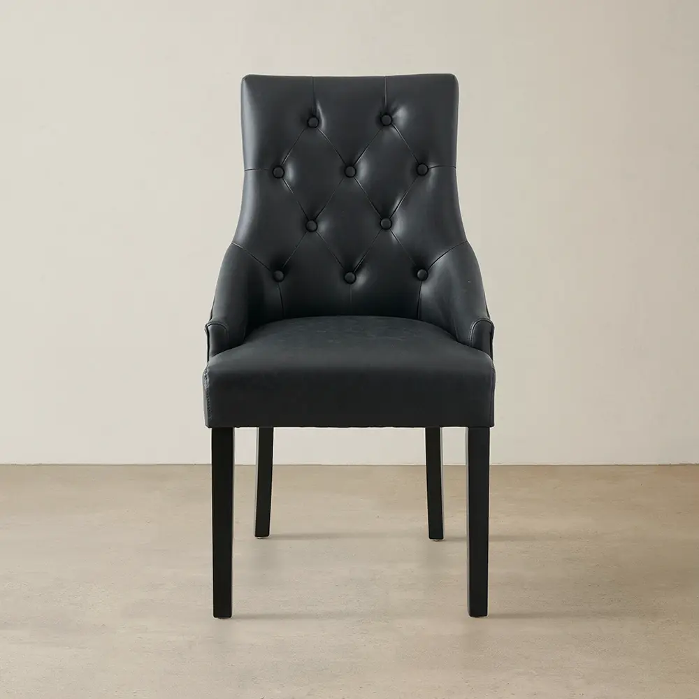 Saxon Black Vegan Leather Dining Chair
