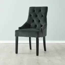 Saxon Charcoal Velvet Dining Chair 