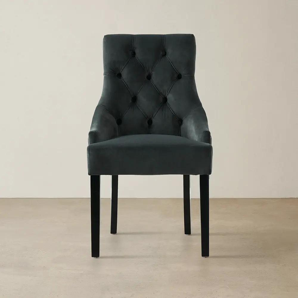 Saxon Charcoal Velvet Dining Chair 