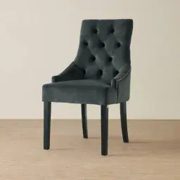 Saxon Charcoal Velvet Dining Chair 