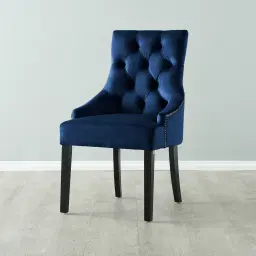Saxon Navy Blue Velvet Dining Chair  