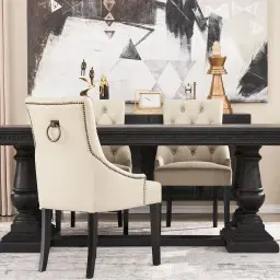 Saxon Cloud Grey Vegan Leather Dining Chair  