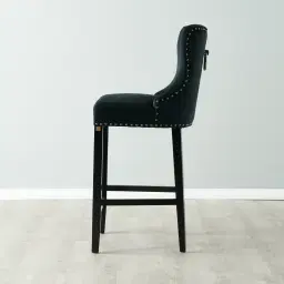 Viktor Black Velvet Bar Stool