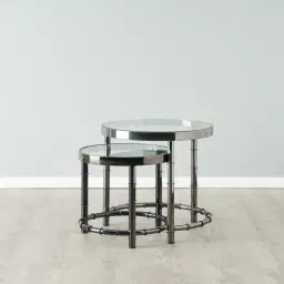 Balmoral II Black Nickel Round Nested Side Tables