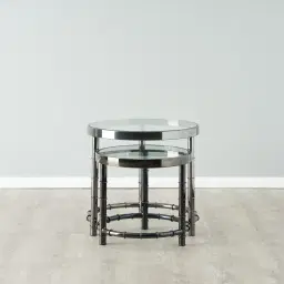 Balmoral II Black Nickel Round Nested Side Tables