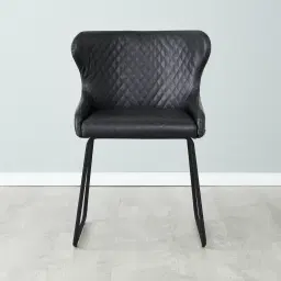 Quinn Black Vegan Leather Dining Chair - Black Legs