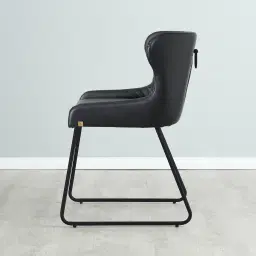 Quinn Black Vegan Leather Dining Chair - Black Legs