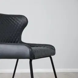 Quinn Black Vegan Leather Dining Chair - Black Legs
