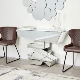 Quinn Brown Vegan Leather Dining Chair - Black legs