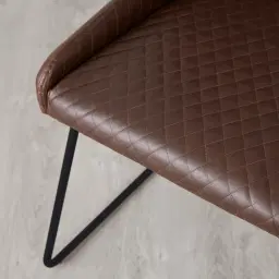 Quinn Brown Vegan Leather Dining Chair - Black legs