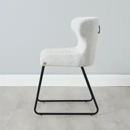 Quinn Cream Boucle Dining Chair - Black Legs