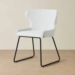 Quinn Cream Boucle Dining Chair - Black Legs