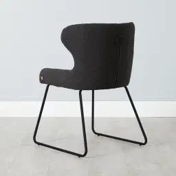 Quinn Charcoal Boucle Dining Chair - Black Legs