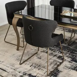 Quinn Charcoal Boucle Dining Chair - Black Legs