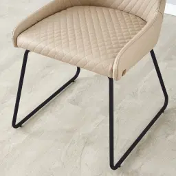 Quinn Sand Beige Vegan Leather Dining Chair - Black Legs