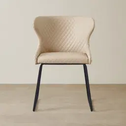 Quinn Sand Beige Vegan Leather Dining Chair - Black Legs