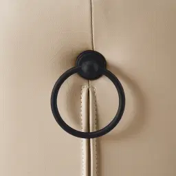 Quinn Sand Beige Vegan Leather Dining Chair - Black Legs