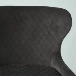 Quinn Charcoal Velvet Dining Chair - Black Legs