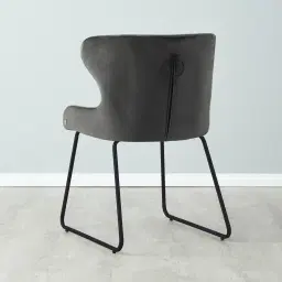 Quinn Charcoal Velvet Dining Chair - Black Legs