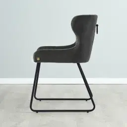Quinn Charcoal Velvet Dining Chair - Black Legs