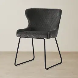 Quinn Charcoal Velvet Dining Chair - Black Legs