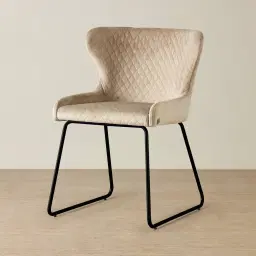 Quinn Beige Velvet Dining Chair - Black Legs
