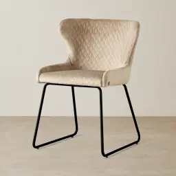 Quinn Beige Velvet Dining Chair - Black Legs