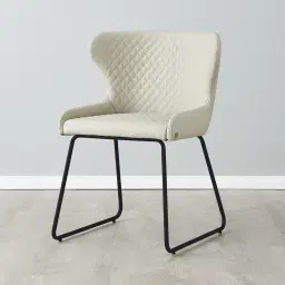 Quinn Cloud Grey Vegan Leather Dining Chair - Black Legs