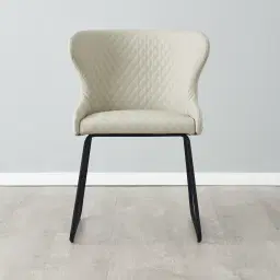 Quinn Cloud Grey Vegan Leather Dining Chair - Black Legs