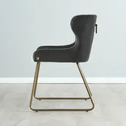 Quinn Charcoal Velvet Dining Chair - Brass Colour Legs