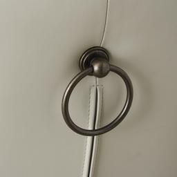 Quinn Cloud Grey Vegan Leather Dining Chair - Brass Colour Legs