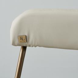 Quinn Cloud Grey Vegan Leather Dining Chair - Brass Colour Legs