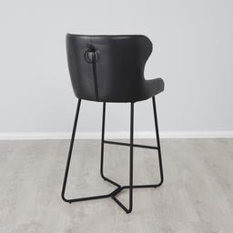 Quinn Black Vegan Leather Bar Stool - Black Legs