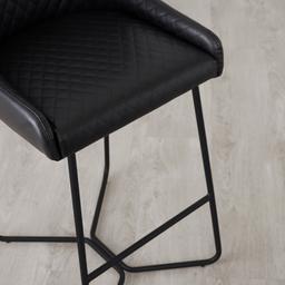 Quinn Black Vegan Leather Bar Stool - Black Legs