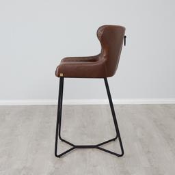 Quinn Brown Vegan Leather Bar Stool - Black Legs