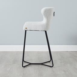 Quinn Cream Boucle Bar Stool - Black Legs