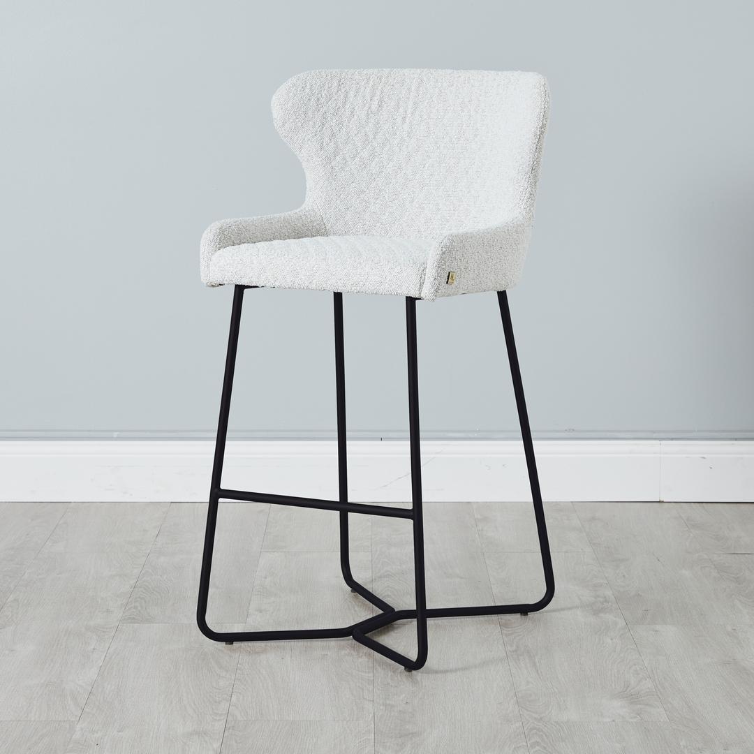 Quinn Cream Boucle Dining Chair - Black Legs