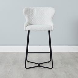 Quinn Cream Boucle Bar Stool - Black Legs