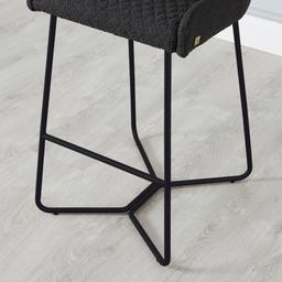 Quinn Charcoal Boucle Bar Stool - Black Legs