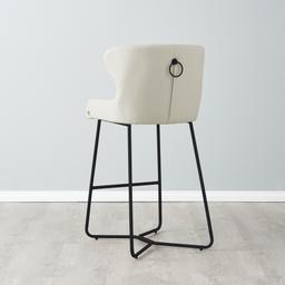 Quinn Cloud Grey Vegan Leather Bar Stool - Black Legs