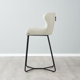 Quinn Cloud Grey Vegan Leather Bar Stool - Black Legs