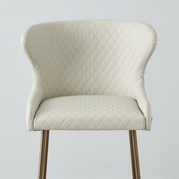 Quinn Cloud Grey Vegan Leather Bar Stool - Brass Colour Legs