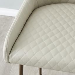 Quinn Cloud Grey Vegan Leather Bar Stool - Brass Colour Legs