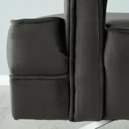 Burton Charcoal Velvet Swivel Occasional Chair - Brushed Black Nickel Stainless Steel Legs
