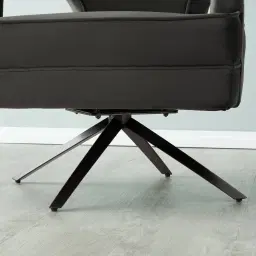 Burton Charcoal Velvet Swivel Occasional Chair - Brushed Black Nickel Stainless Steel Legs