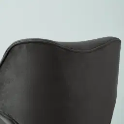 Burton Charcoal Velvet Swivel Occasional Chair - Brushed Black Nickel Stainless Steel Legs