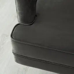 Burton Charcoal Velvet Swivel Occasional Chair - Brushed Black Nickel Stainless Steel Legs