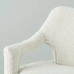 Burton Cream Boucle Swivel Occasional Chair - Black Metal Legs