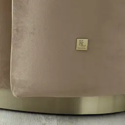 Reina Asymmetrical Beige Velvet Chair  - Brushed Champagne Gold Stainless Steel Legs Left Apex