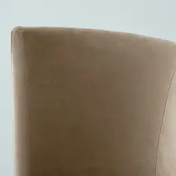 Reina Asymmetrical Beige Velvet Chair  - Brushed Champagne Gold Stainless Steel Legs Left Apex